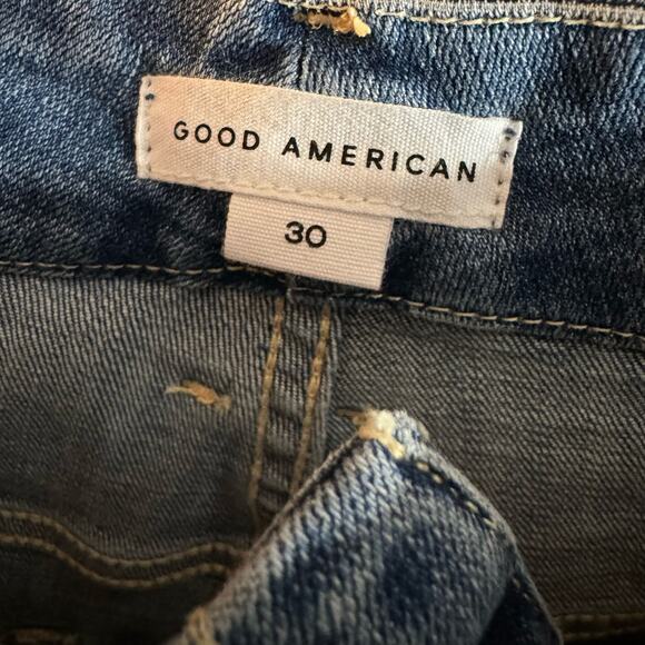 Good American Good Waist Crop Chew Hem Jean High Rise Stretch Size 30 Plus - Picture 9 of 11